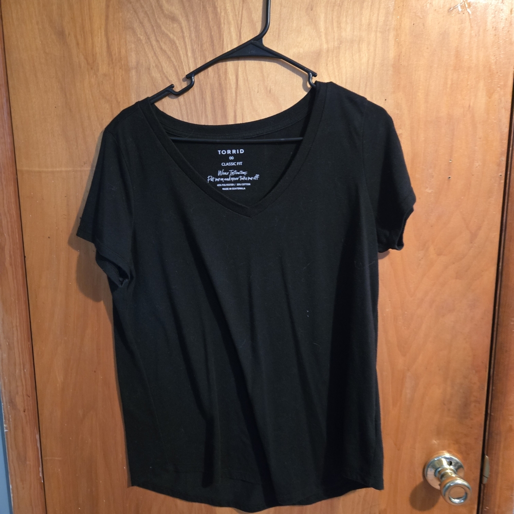 Torrid Black Short Sleeve V-Neck Tee